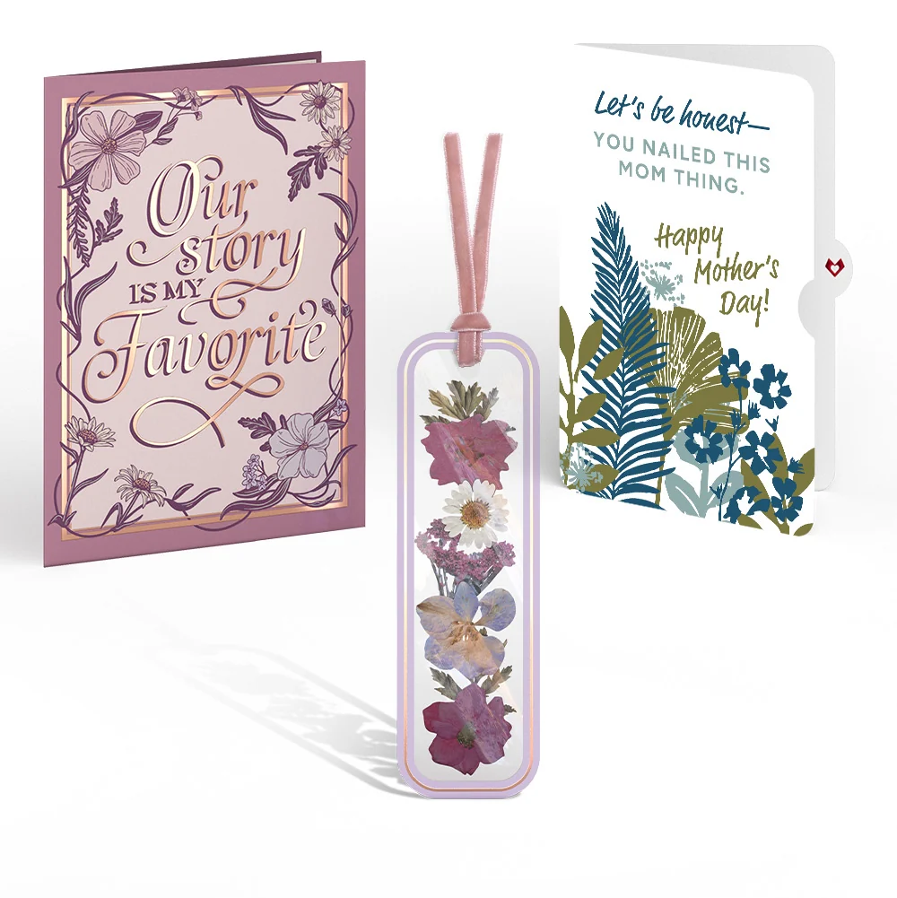 Lovepop Our Story Mother’s Day Petal Pressed Bookmark Card and Layered Leaf Harmony Sentiment Set for Mom