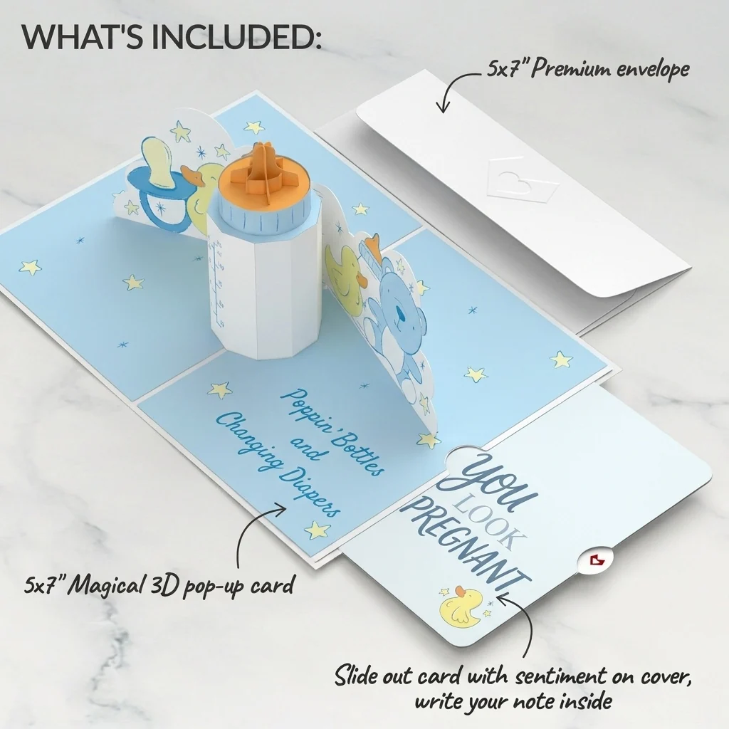 Lovepop Poppin' Bottles and Changing Diapers New Baby Pregnancy Pop-Up Card and Sentiment Set - Image 2