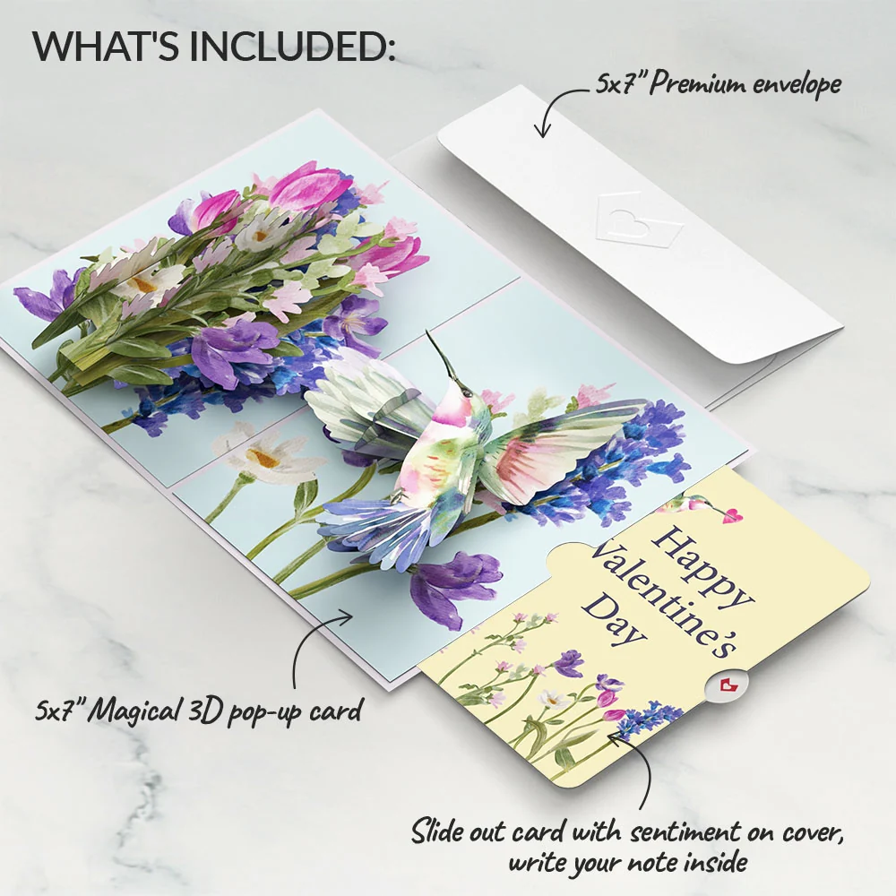 Lovepop Love in Bloom Hummingbird Valentine Pop-Up Card and Sentiment Set - Image 2