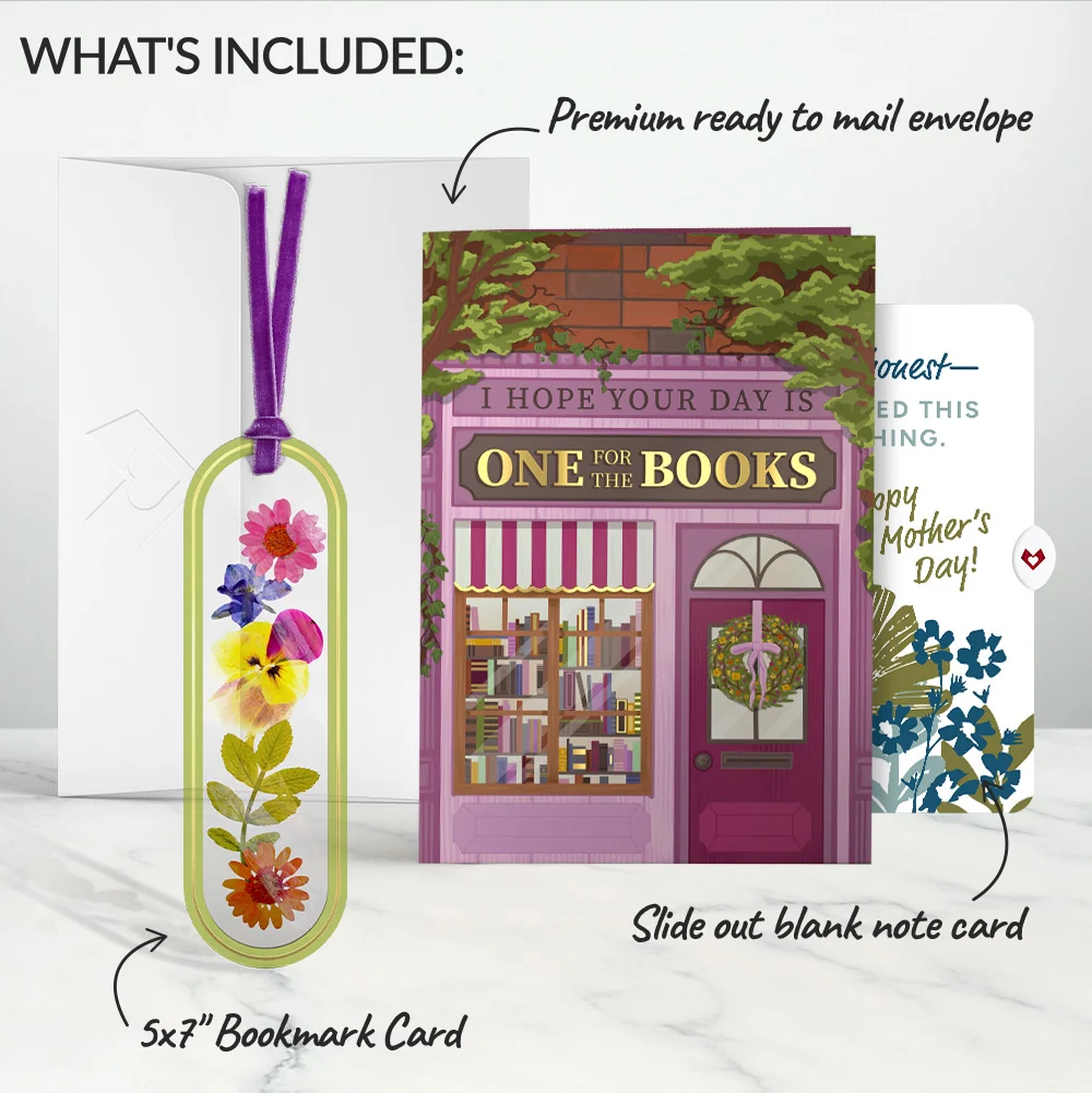Lovepop One for the Books Mother’s Day Petal Pressed Bookmark Card and Layered Leaf Harmony Sentiment Set for Mom - Image 2