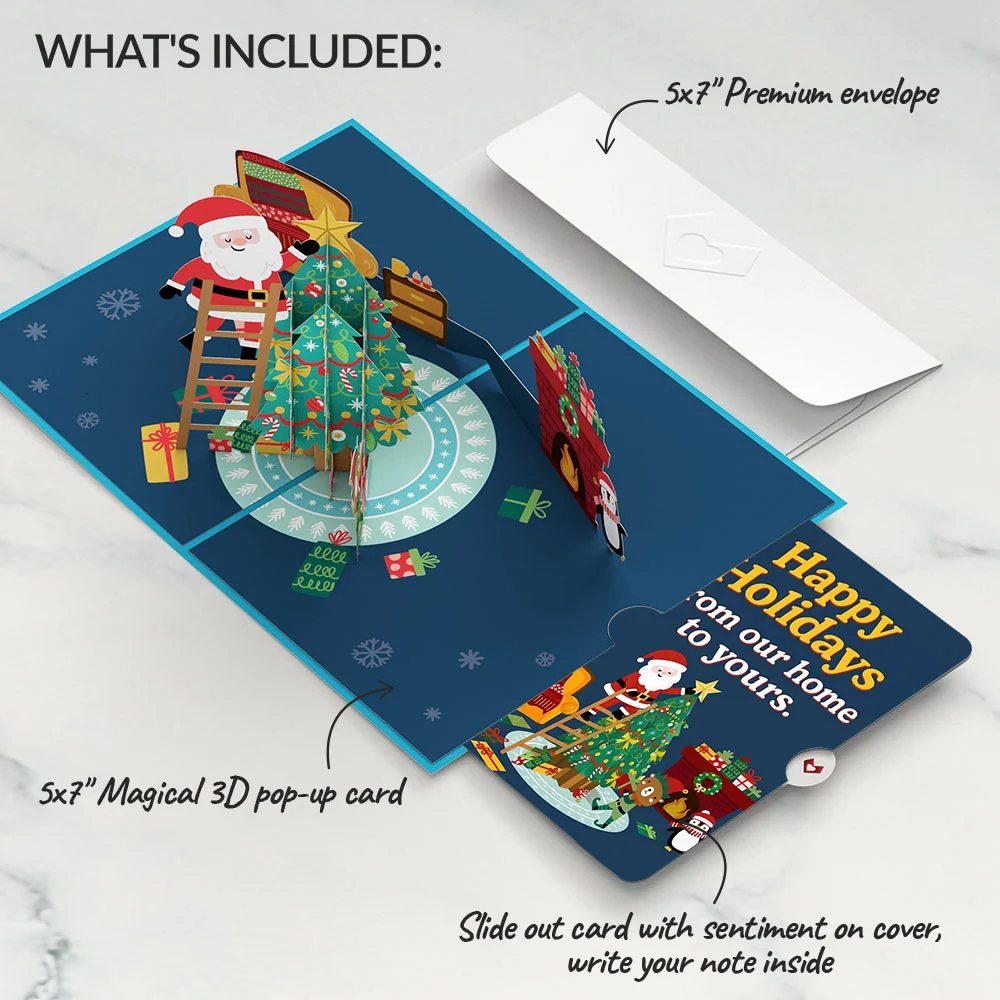 Lovepop Santa Decorating a Christmas Tree Pop-Up Card and Holiday Home Sentiment Set - Image 2