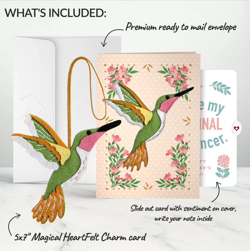Lovepop Serene Hummingbird Mother’s Day HeartFelt Charm Card and Original Bloom Tribute Sentiment Set for Mom - Image 2