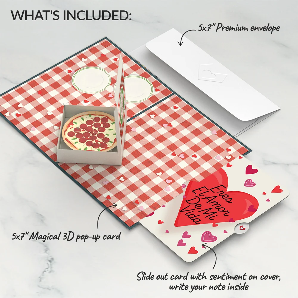 Lovepop Pizza Love Eres El Amor De Mi Vida Valentine Pop-Up Card and Sentiment Set - Image 2