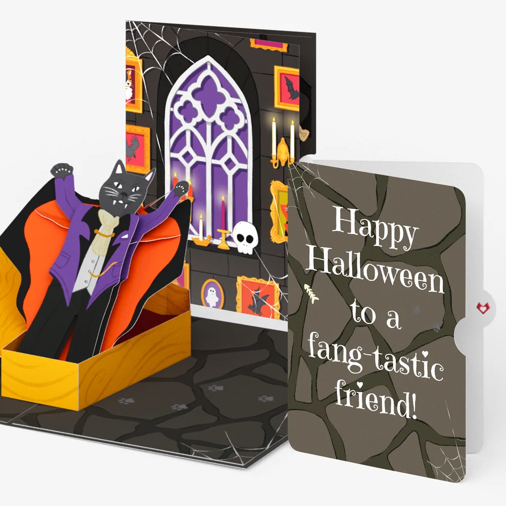 Lovepop Count Catula Halloween Vampire Cat Pop-Up Card and Sentiment Set for Friend Candle