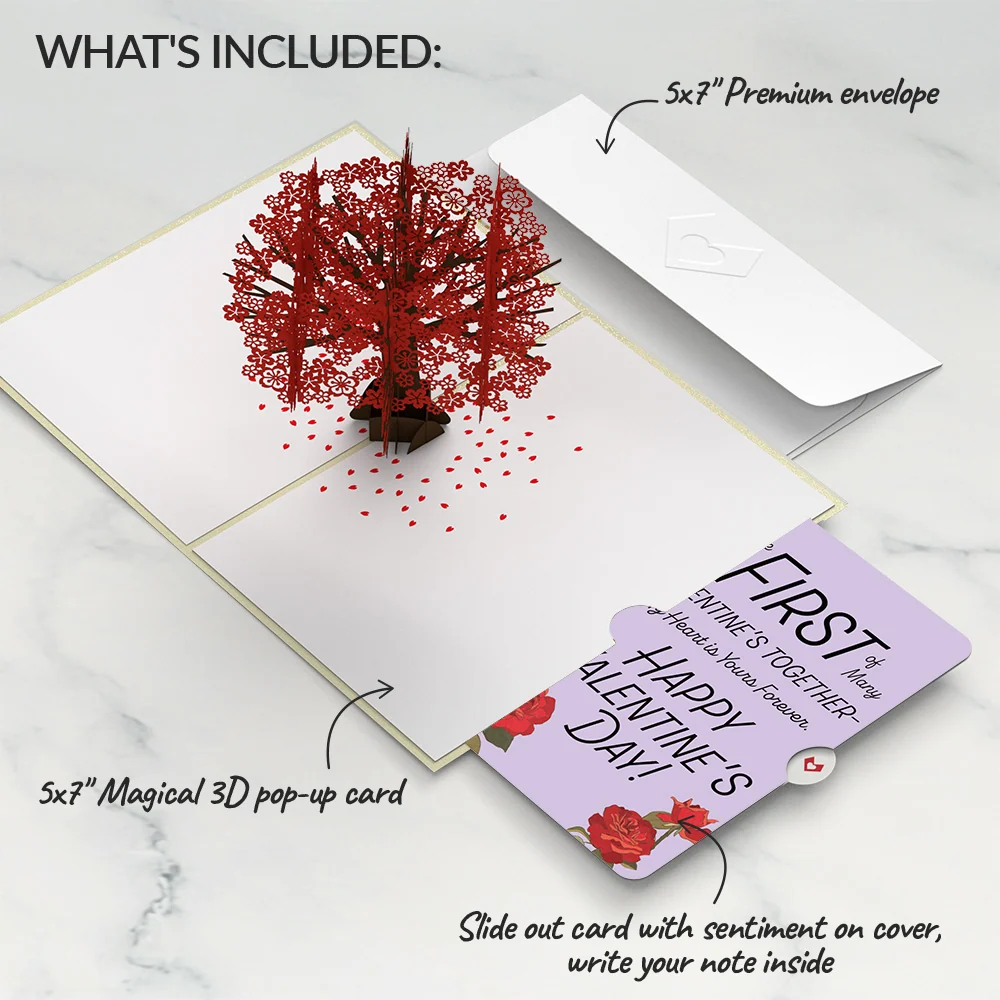 Lovepop Red Sakura Tree My Heart Is Yours Forever Valentine Pop-Up Card and Sentiment Set - Image 2