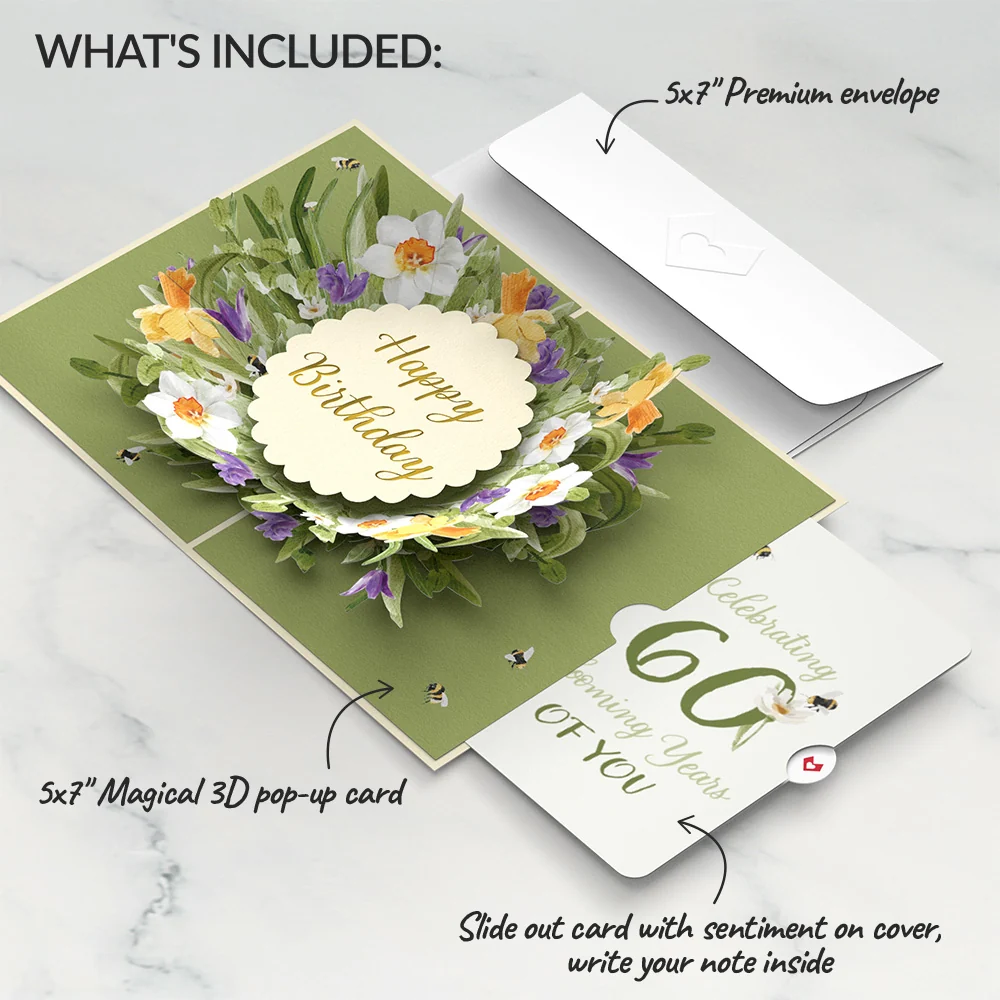 Lovepop Bloom 60th Birthday Pop-Up Card and Sentiment Set - Image 2