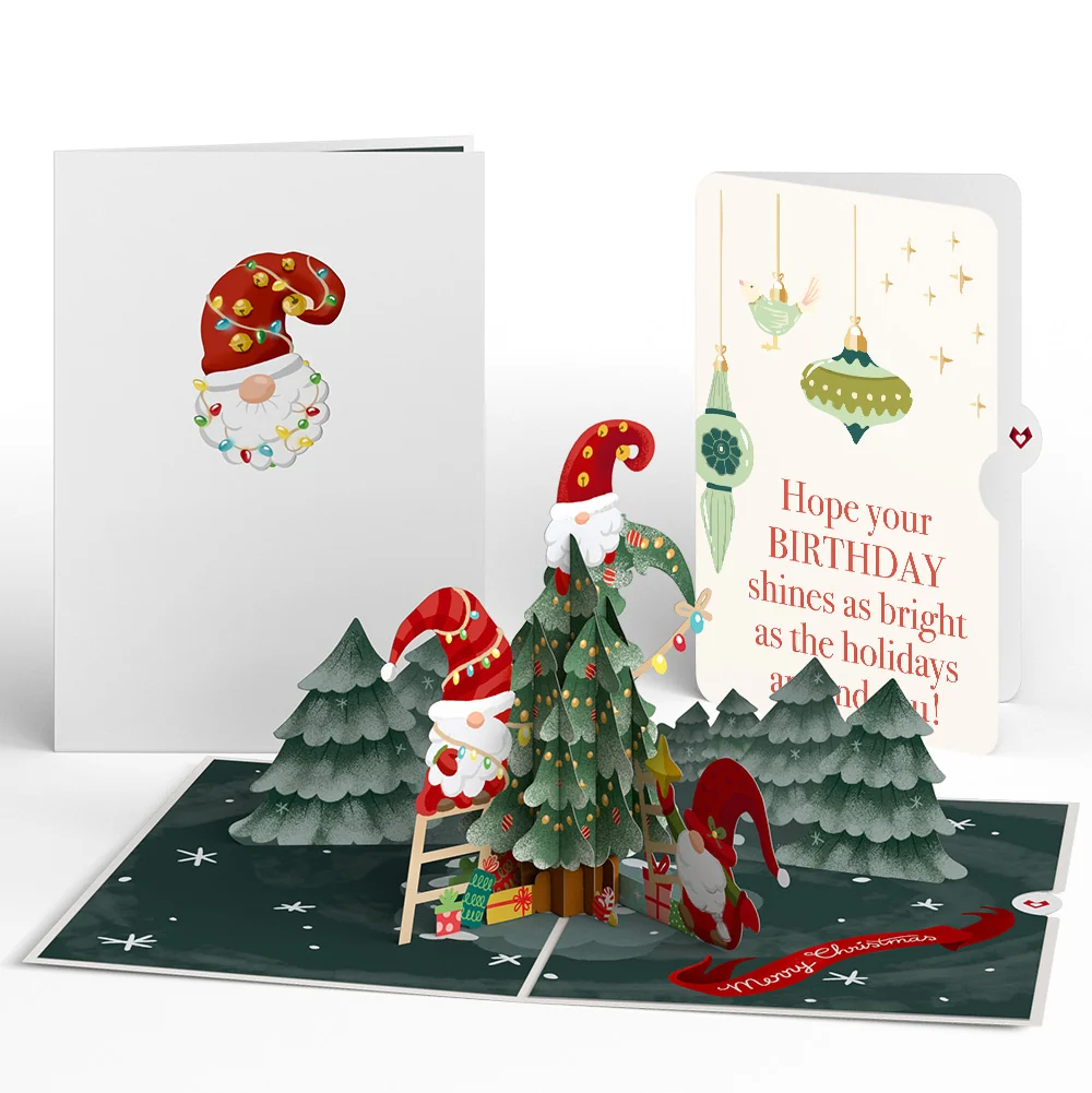 Lovepop Christmas Gnomes Pop-Up Card and Twinkling Ornaments Birthday Sentiment Set