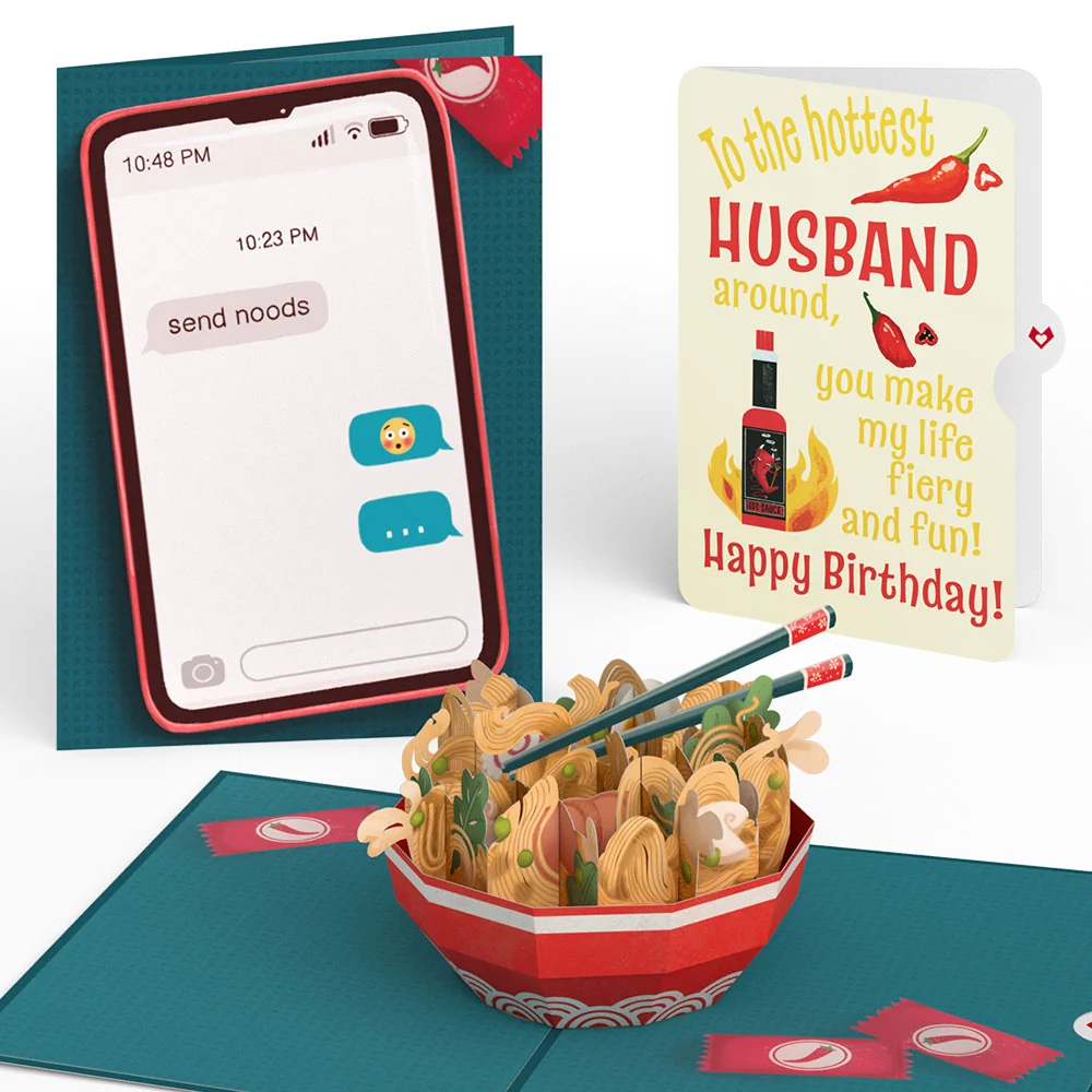 Lovepop Send Noods Spicy Birthday Pop-Up Card and Sentiment Set for Husband Bowl