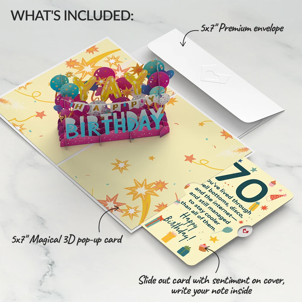 Lovepop 70th Birthday Celebration Pop-Up Card and Sentiment Set - Image 2