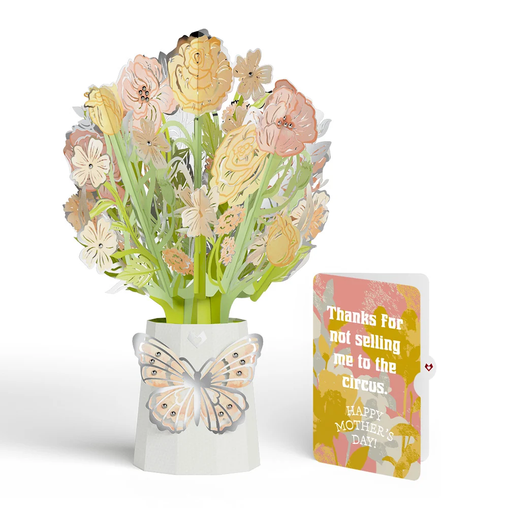 Lovepop Opulent Rose Mother’s Day Luxe Bouquet and Playful Painted Bloom Sentiment Set for Mom Vase