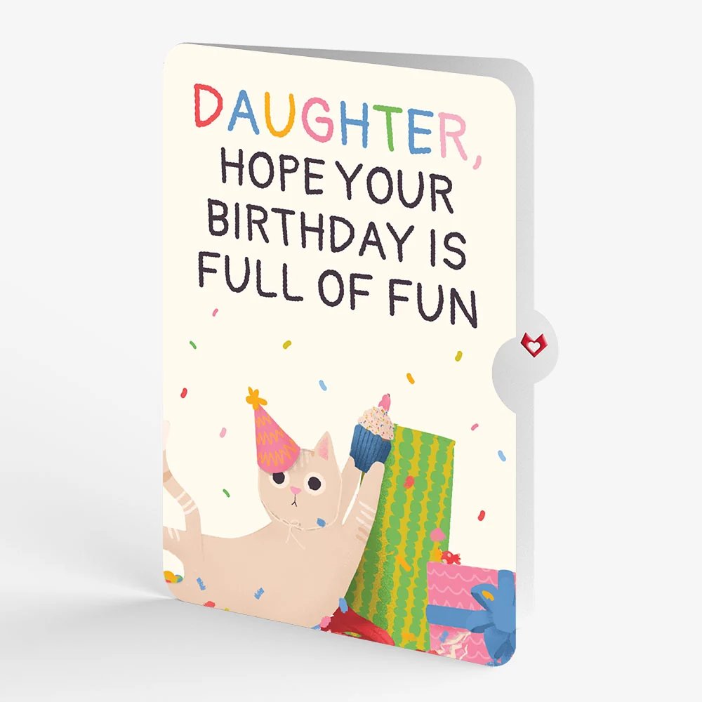 Lovepop Birthday Cat-astrophe Music and Lights Pop-Up Card and Sentiment Set for Daughter Cream - Image 4