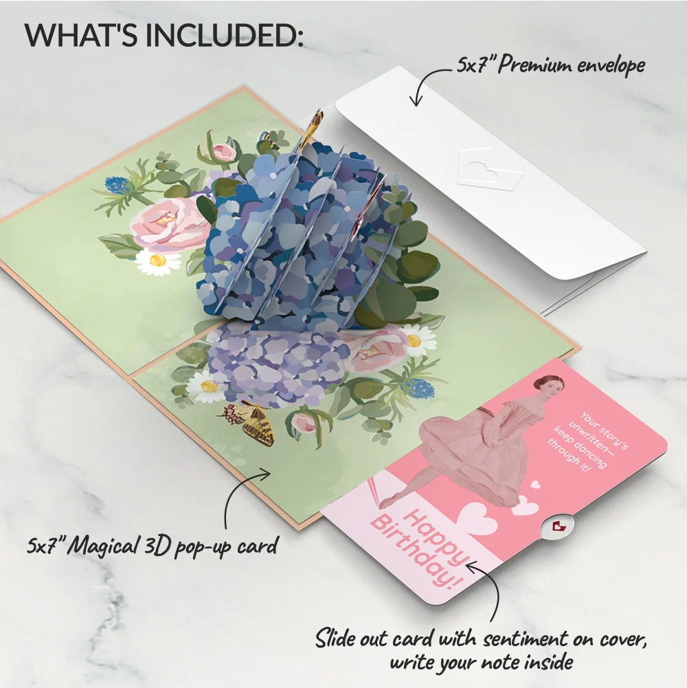Lovepop Hydrangea Butterflies Birthday Pop-Up Card and Dancing Through Life Sentiment Set - Image 2