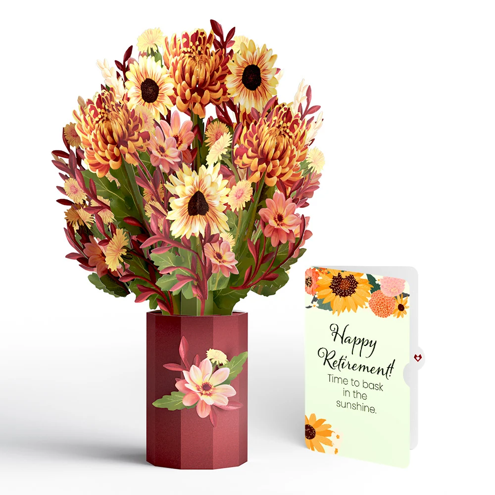 Lovepop Fall Sunshine Retirement Bouquet and Sentiment Set Vase