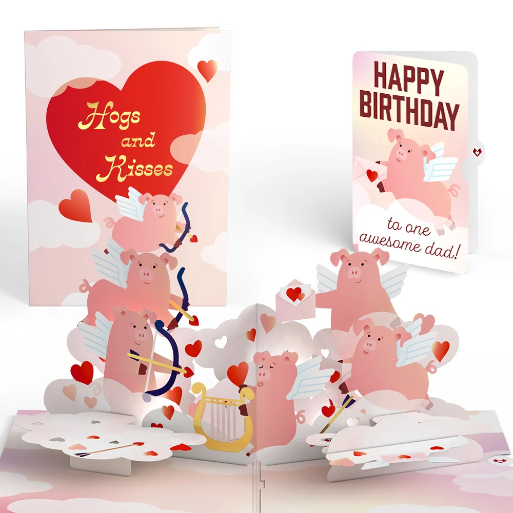 Lovepop Hogs and Kisses Birthday Music and Lights Pop-Up Card and Sentiment Set for Dad