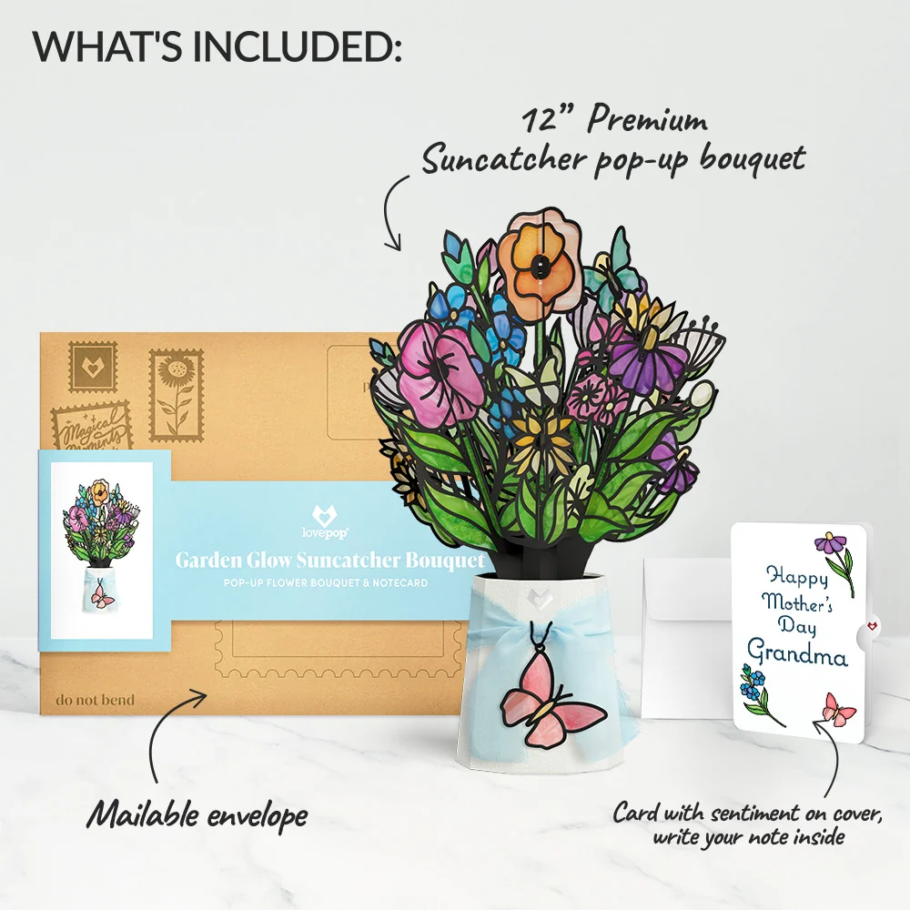 Lovepop Garden Glow Mother’s Day Suncatcher Bouquet and Sentiment Set for Grandmother Glass - Image 2