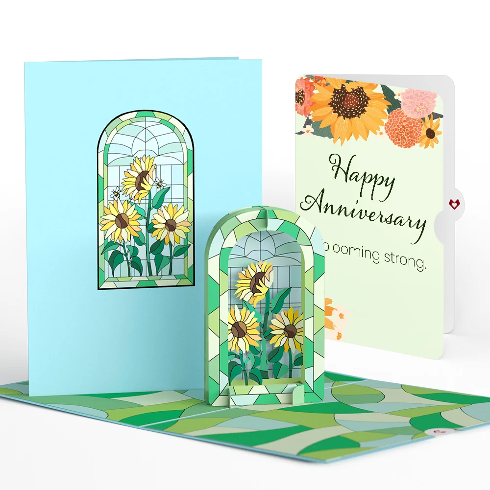 Lovepop Stained Glass Sunflowers Anniversary Pop-Up Card and Sentiment Set