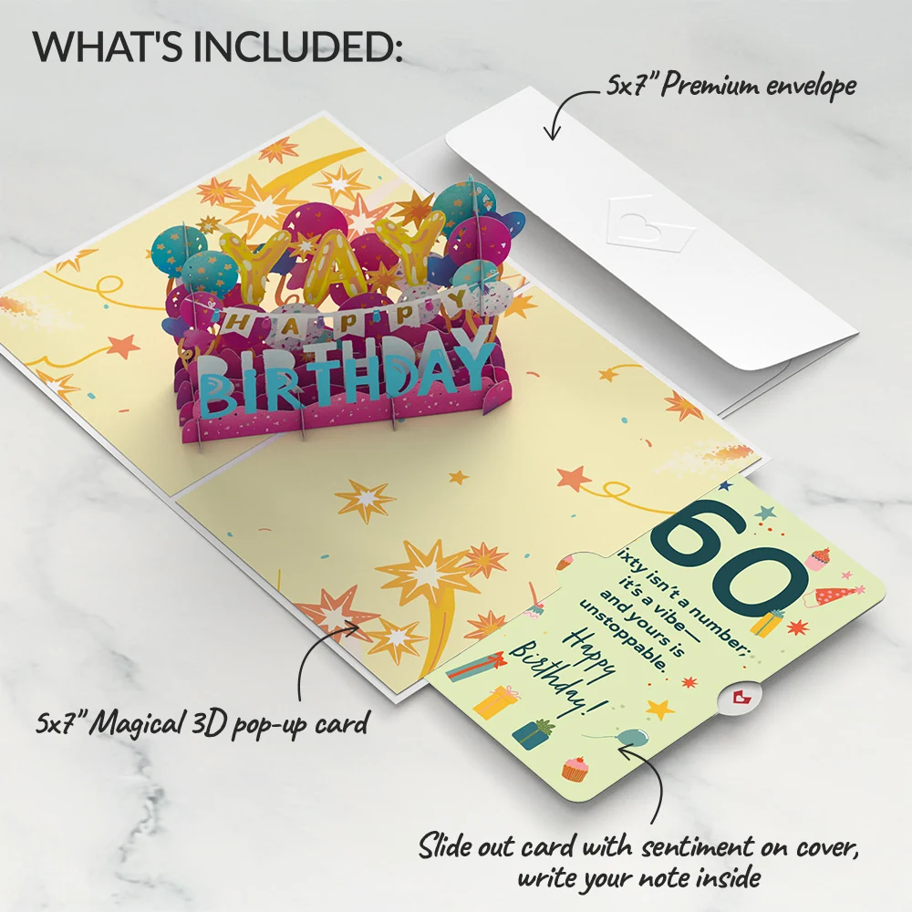 Lovepop 60th Birthday Celebration Pop-Up Card and Sentiment Set - Image 2