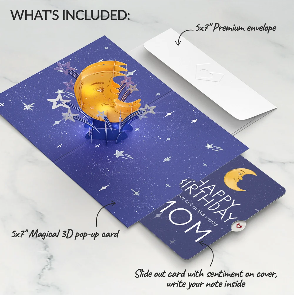 Lovepop Love You to the Moon and Back Birthday Light-Up Pop-Up Card and Sentiment Set for Mom - Image 2