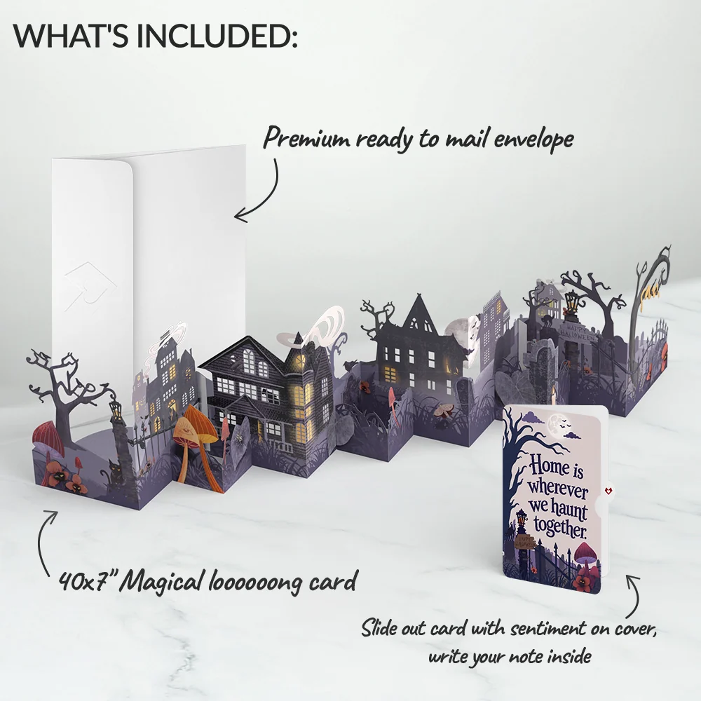 Lovepop Enchantingly Eerie Halloween Village Loooooong Card (Expands to 2 feet) and Sentiment Set - Image 2