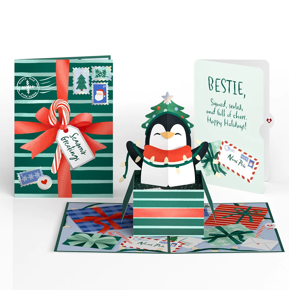 Lovepop Season's Greetings Penguin Surprise Pop-Up Card and Sentiment Set for Bestie
