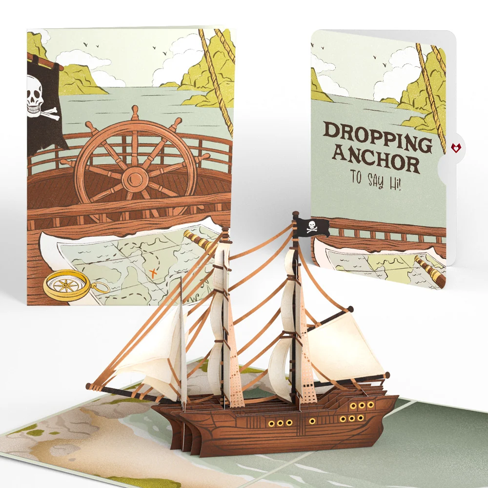 Lovepop Pirate Ship Thinking of You Pop-Up Card and Sentiment Set Cream
