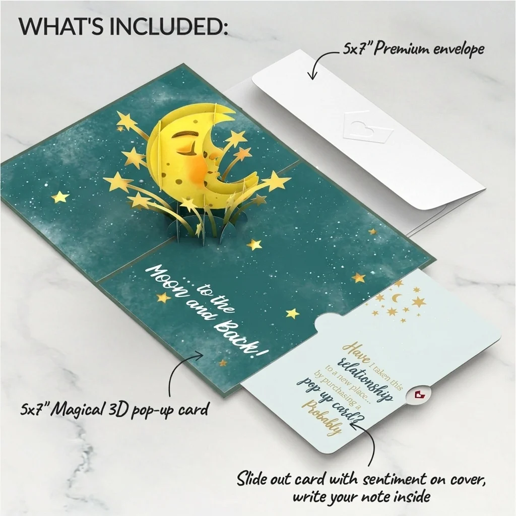 Lovepop Love You to the Moon and Back Love Pop-Up Card and Celestial New Place Sentiment Set - Image 2