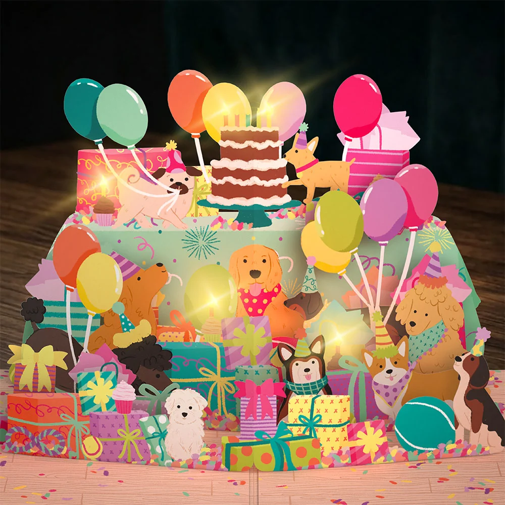 Lovepop Birthday Pawty Pups Music and Lights Pop-Up Card - Image 2