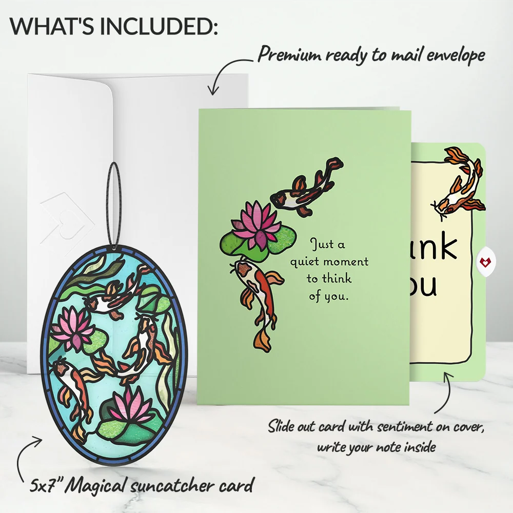 Lovepop Quiet Moment Koi Pond Thank You Suncatcher Card and Sentiment Set Glass - Image 2