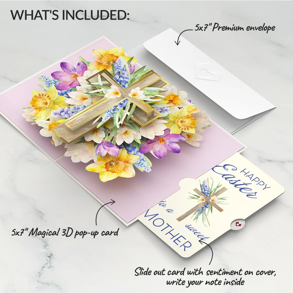 Lovepop The Lord Bless You Floral Cross Easter Pop-Up Card and Wildflower Cross Grace Sentiment Set for Mom - Image 2