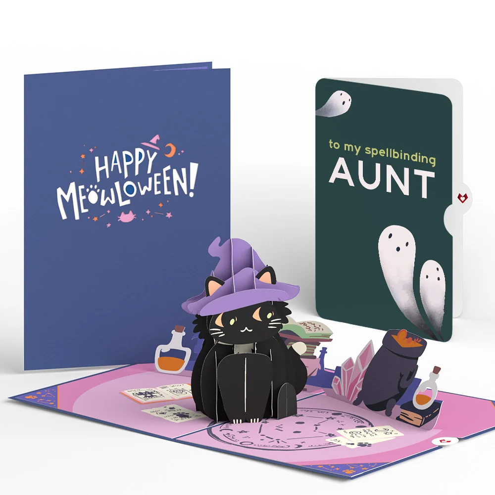 Lovepop Halloween Cat Classic Pop-Up Card and Sentiment Set for Aunt Bottle