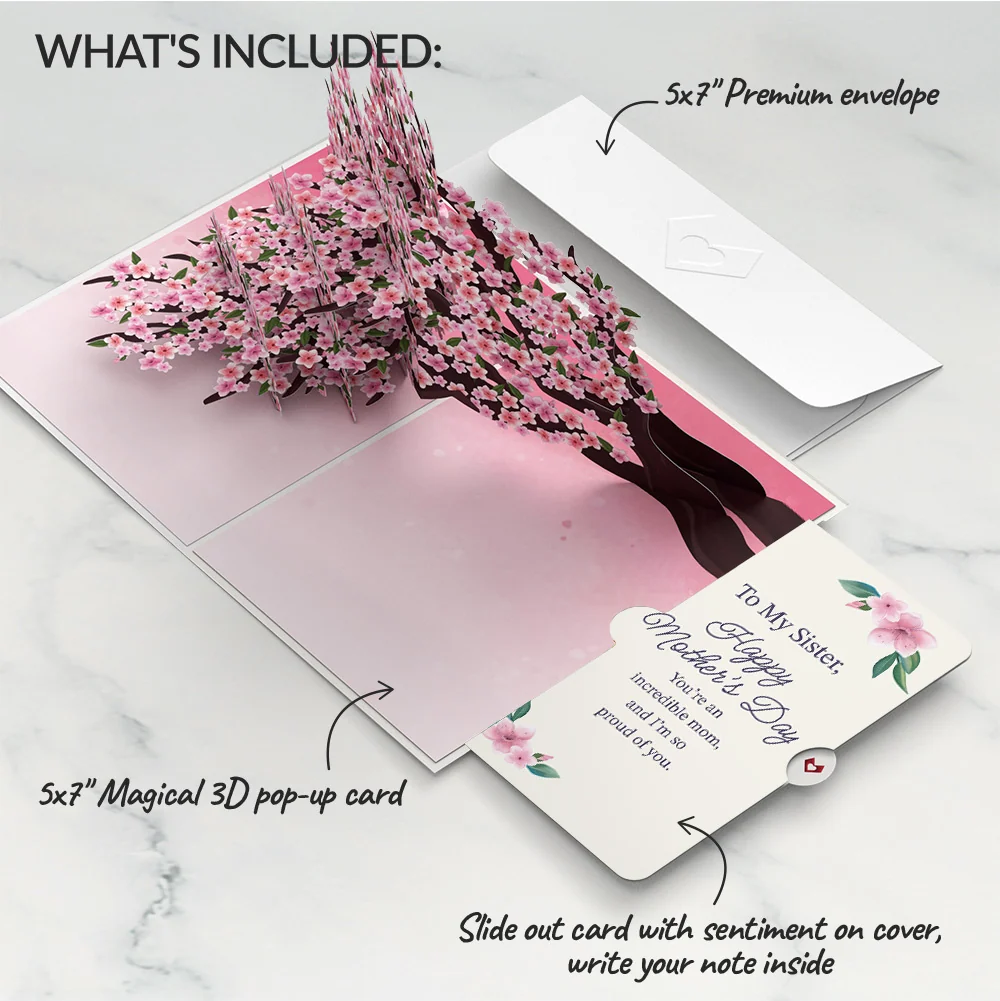 Lovepop Cherry Blossom Branches in Bloom Mother's Day Pop-Up Card and Sentiment Set for Sister - Image 2