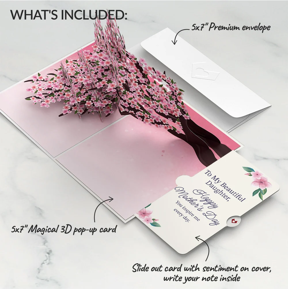Lovepop Cherry Blossom Branches in Bloom Mother's Day Pop-Up Card and Sentiment Set for Daughter - Image 2