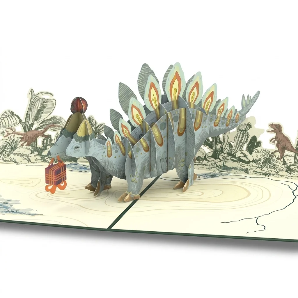 Lovepop Stegosaurus 3rd Birthday Pop-Up Card and Sentiment Set Plate - Image 3
