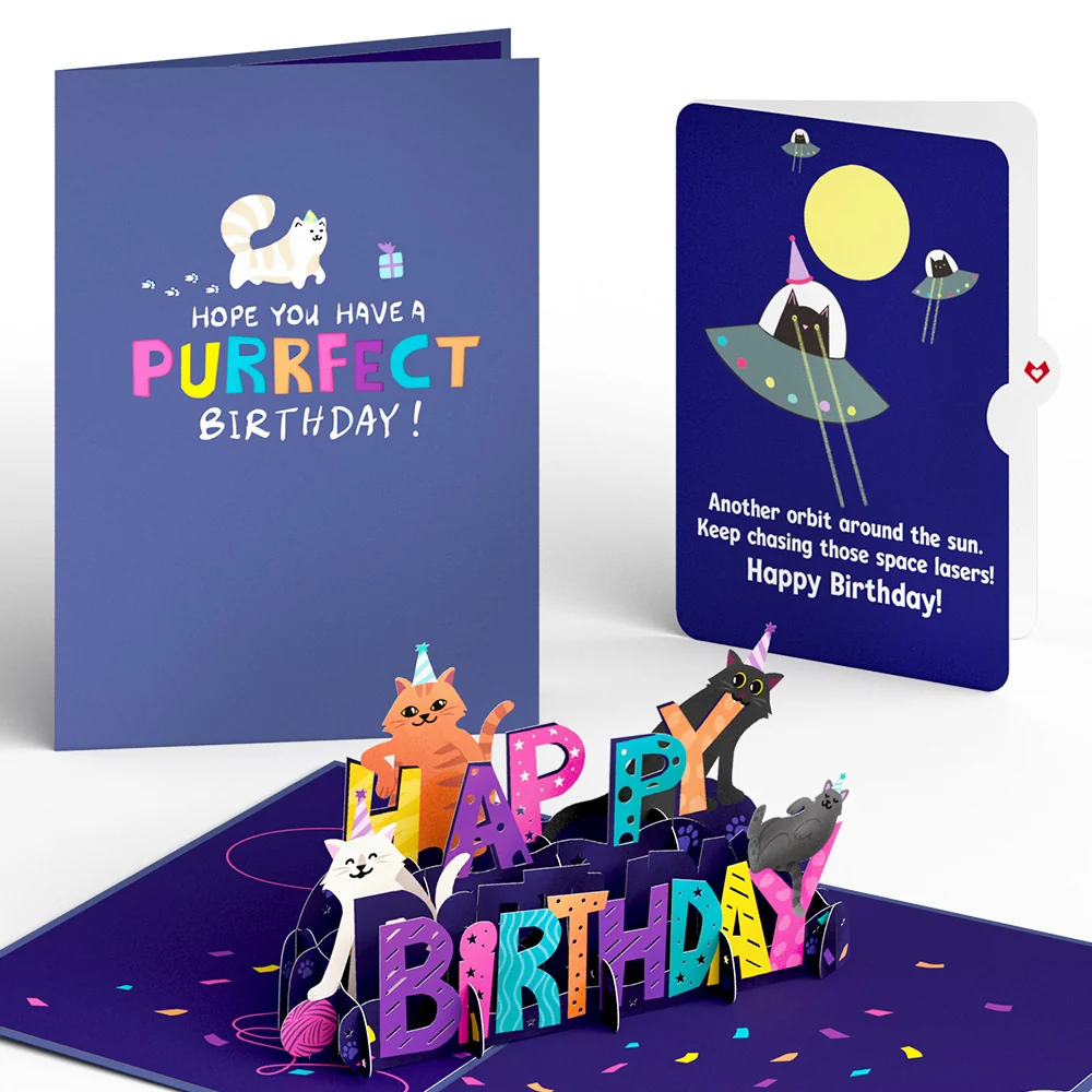 Lovepop Happy Birthday with Space Laser Cats Pop-Up Card and Sentiment Set