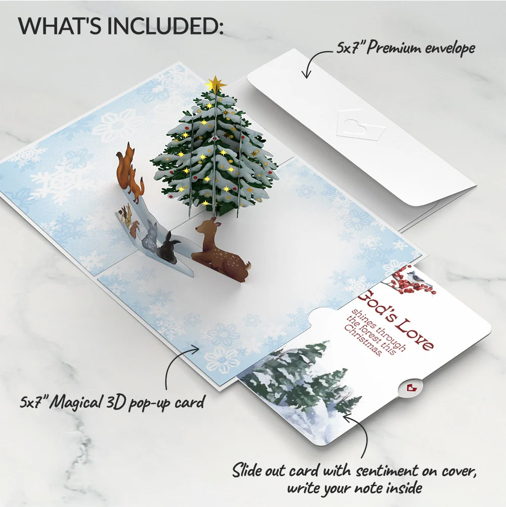 Lovepop Woodland White Christmas Pop-Up Card and God's Love Sentiment Set - Image 2
