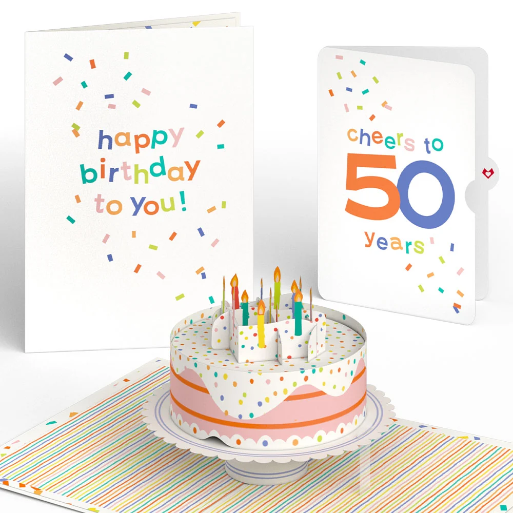 Lovepop Confetti Cake 50th Birthday Pop-Up Card and Sentiment Set Candle