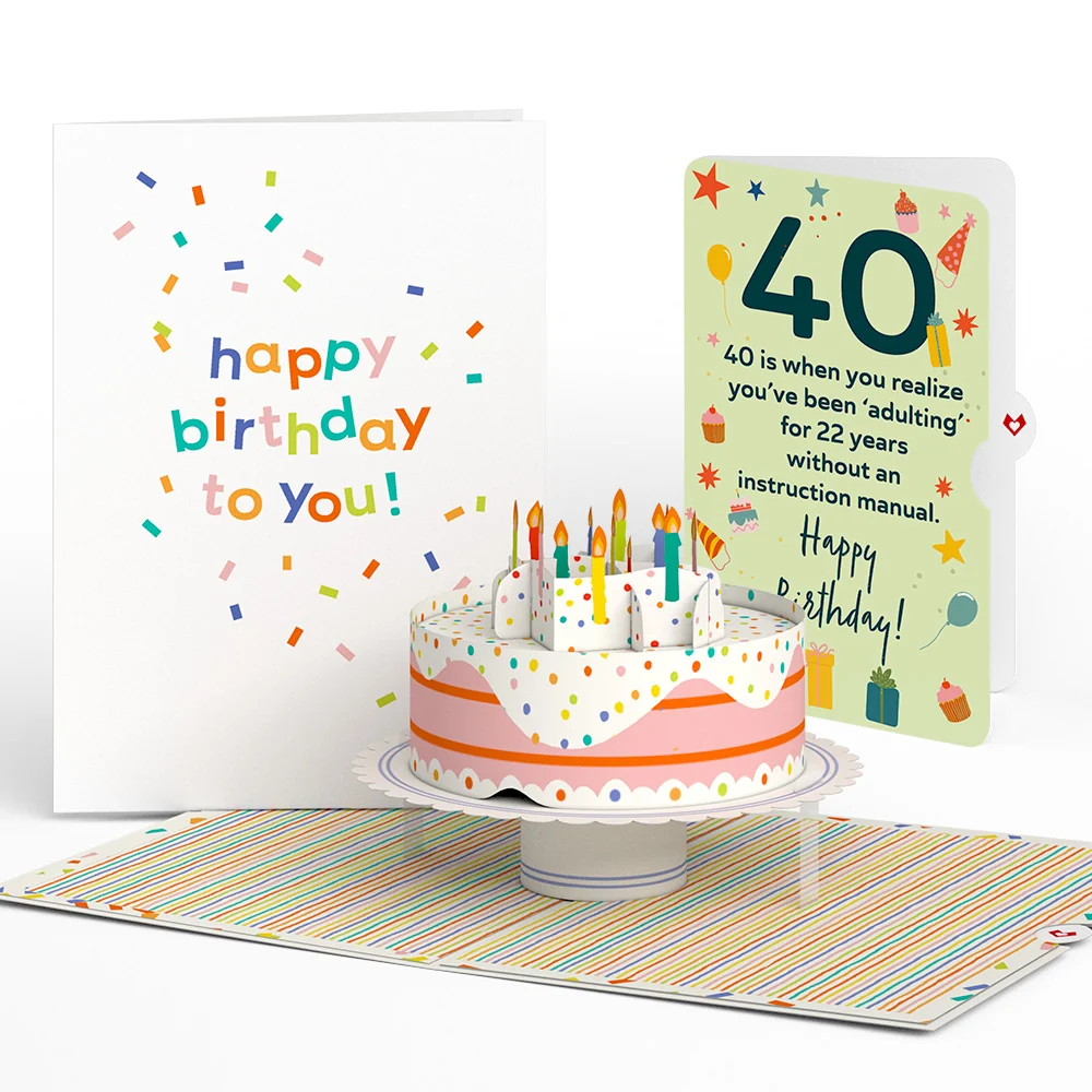 Lovepop Happy 40th Birthday to You! Confetti Cake Pop-Up Card and Sentiment Set Candle
