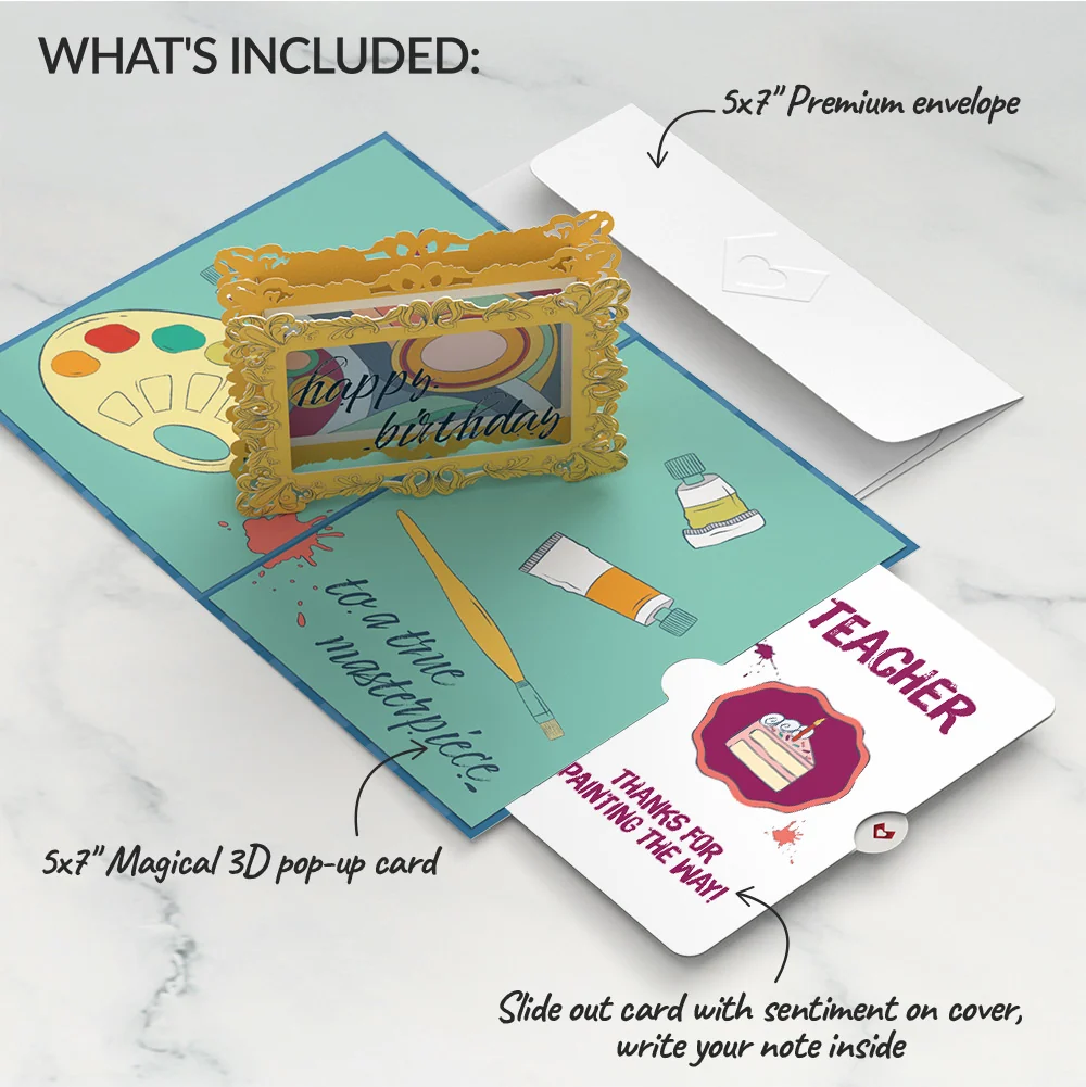 Lovepop Happy Birthday to a True Masterpiece Pop-Up Card and Sentiment Set for Teacher - Image 2