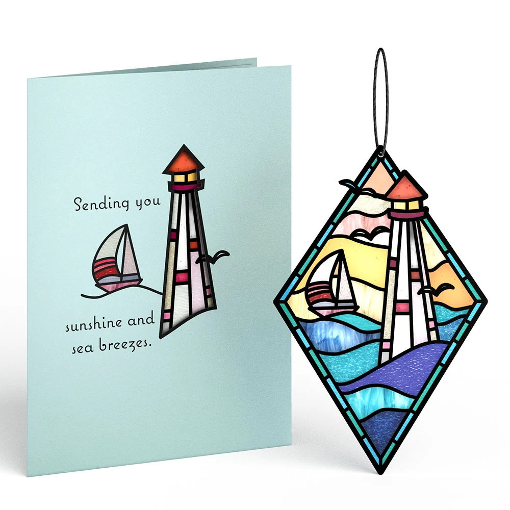Lovepop Sunshine and Sea Breezes Lighthouse Suncatcher Card - Image 2