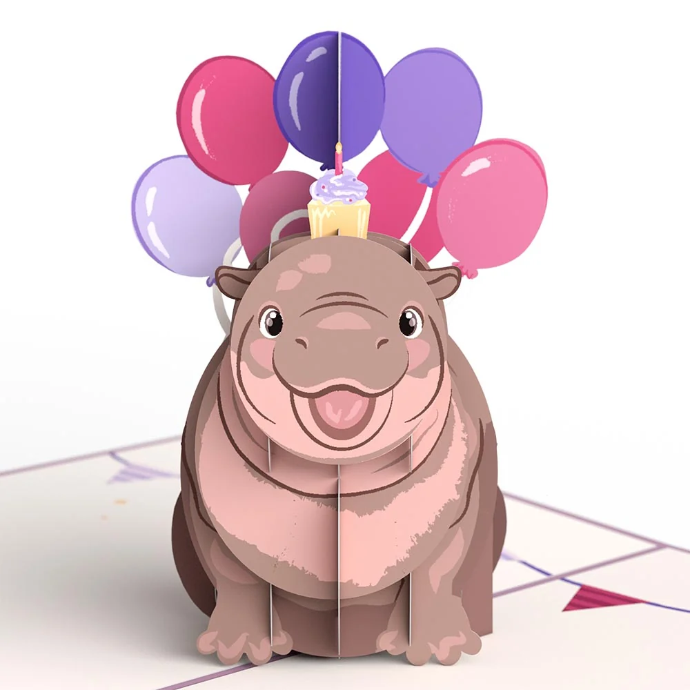 Lovepop Baby Pygmy Hippo Birthday Pop-Up Card - Image 2