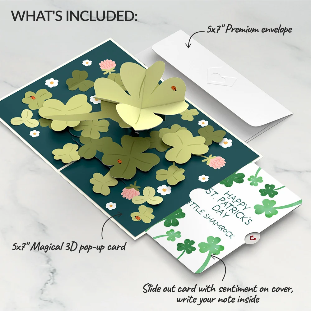 Lovepop Shamrock Fields St. Patrick’s Day Pop-Up Card and Sentiment Set Cream - Image 2