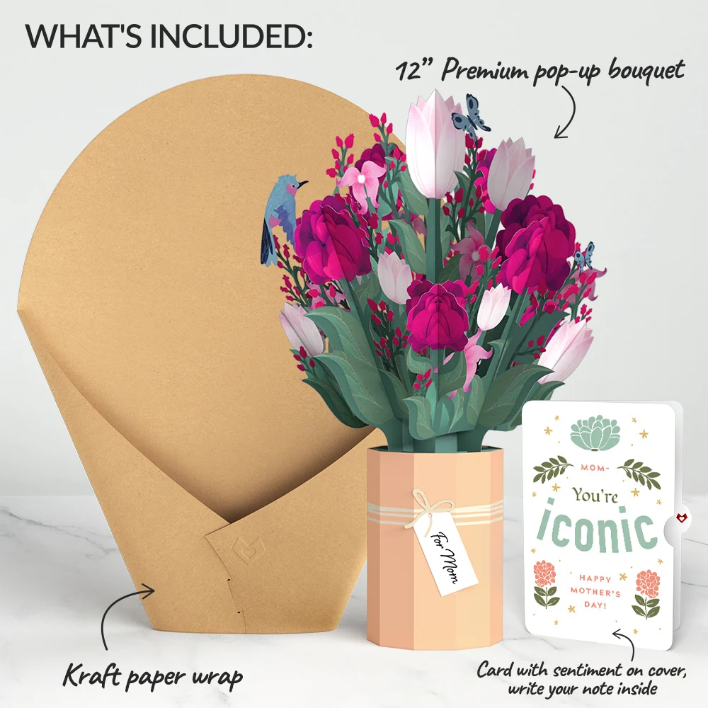 Lovepop Mother’s Day Bouquet and Iconic Bloom Sentiment Set for Mom Vase - Image 2