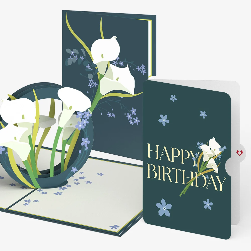 Lovepop Calla Lily Birthday Pop-Up Card and Sentiment Set Glass