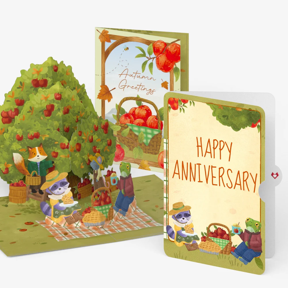 Lovepop Woodland Animals Autumn Greetings Anniversary Pop-Up Card and Sentiment Set Basket