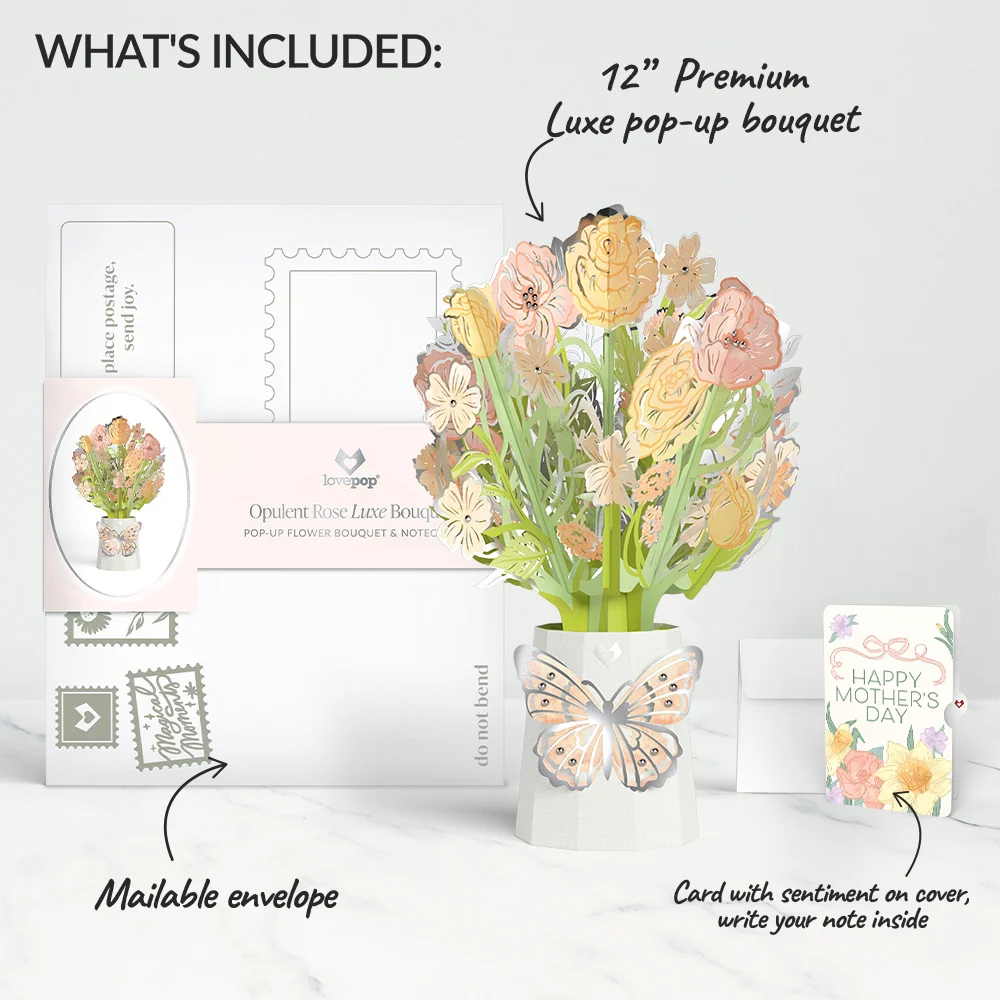 Lovepop Opulent Rose Mother's Day Luxe Bouquet and Sentiment Set Vase - Image 2
