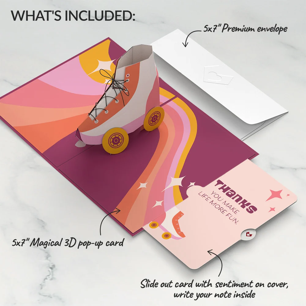Lovepop Let the Good Times Roll Roller Skate Thank You Pop-Up Card and Sentiment Set - Image 2