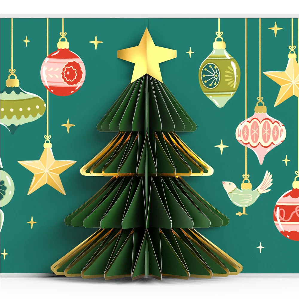 Lovepop Tis the Season Christmas Tree Pop-Up Card and Funny Cat Sentiment Set Cream - Image 3