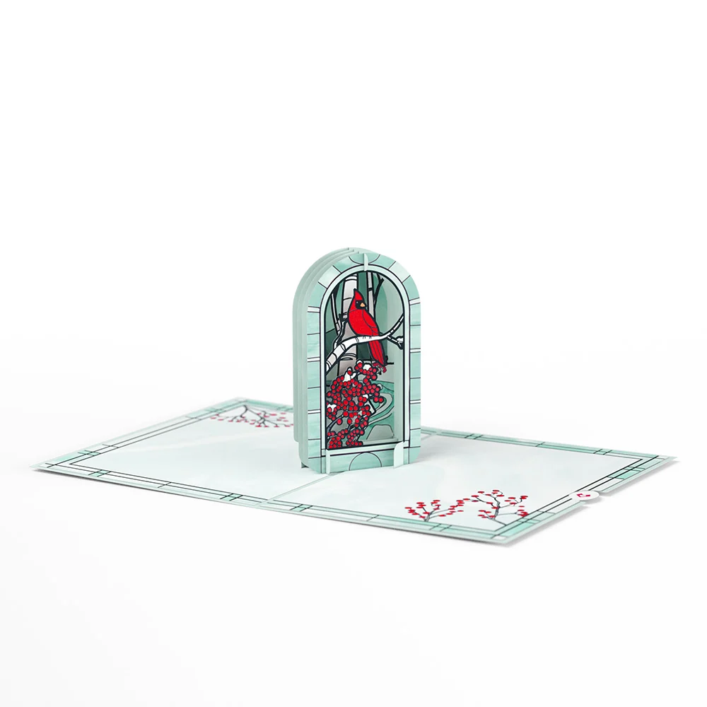 Lovepop Stained Glass Winter Cardinal Pop-Up Card - Image 3