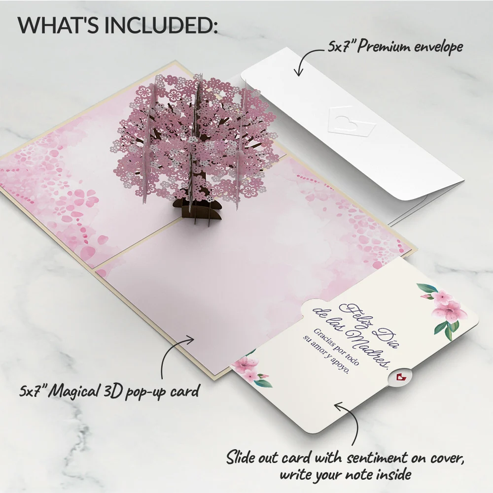 Lovepop Cherry Blossom Mother's Day Pop-Up Card and Sentiment Set for Spanish Mom - Image 2