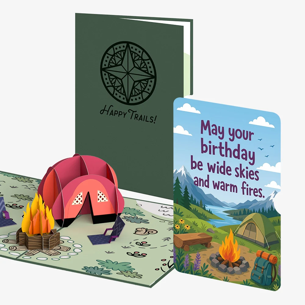 Lovepop Happy Trails Camping Trip Birthday Pop-Up Card and Wide Skies Sentiment Set Chair